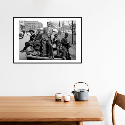 African American Photo, Five Boys on Car, Easter Morning, South Side Chicago, 1941, Black Art, Russell Lee Photographer