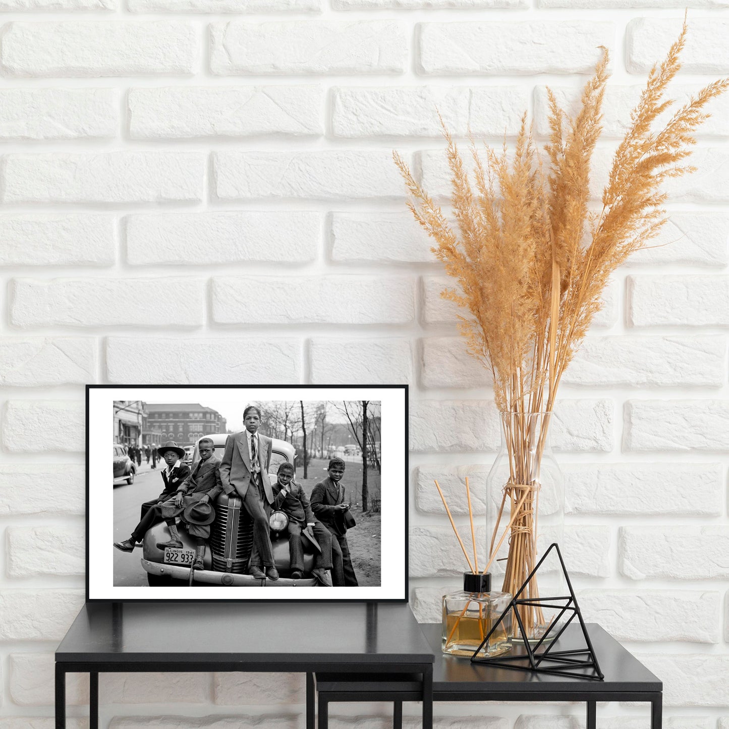 African American Photo, Five Boys on Car, Easter Morning, South Side Chicago, 1941, Black Art, Russell Lee Photographer