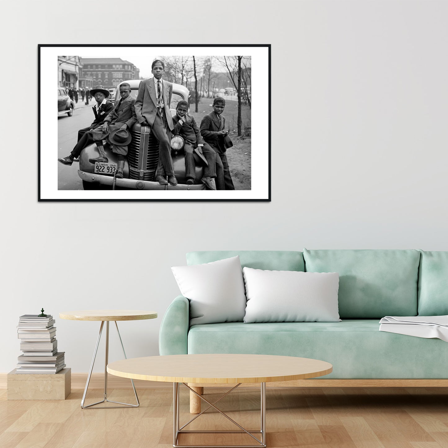 African American Photo, Five Boys on Car, Easter Morning, South Side Chicago, 1941, Black Art, Russell Lee Photographer