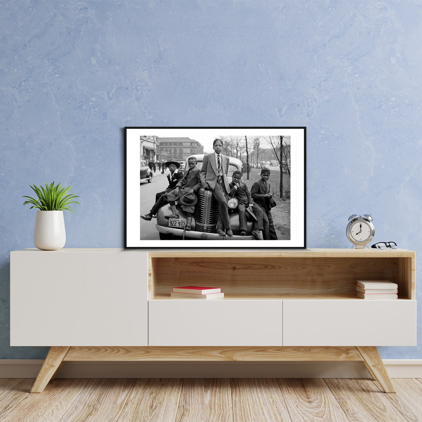 African American Photo, Five Boys on Car, Easter Morning, South Side Chicago, 1941, Black Art, Russell Lee Photographer