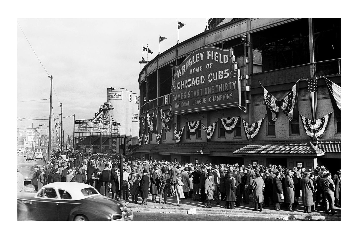 Vintage Wrigley Field Poster | Historic Chicago Bulls Cubs B&W Photo Poster