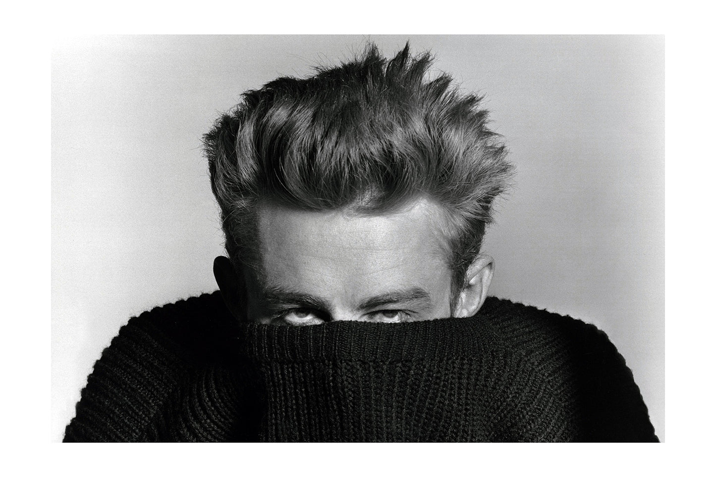 James Dean 1955 - Black and White Iconic Portrait Wall Art Poster