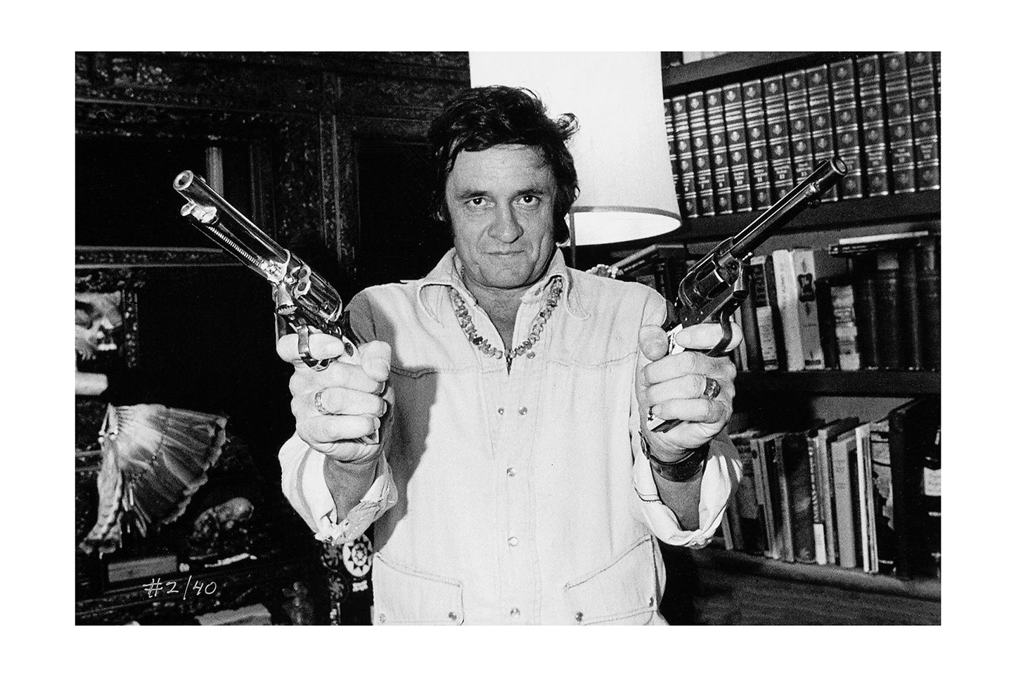 Johnny Cash Double Gun Photo Poster | Vintage Outlaw Country Wall Art