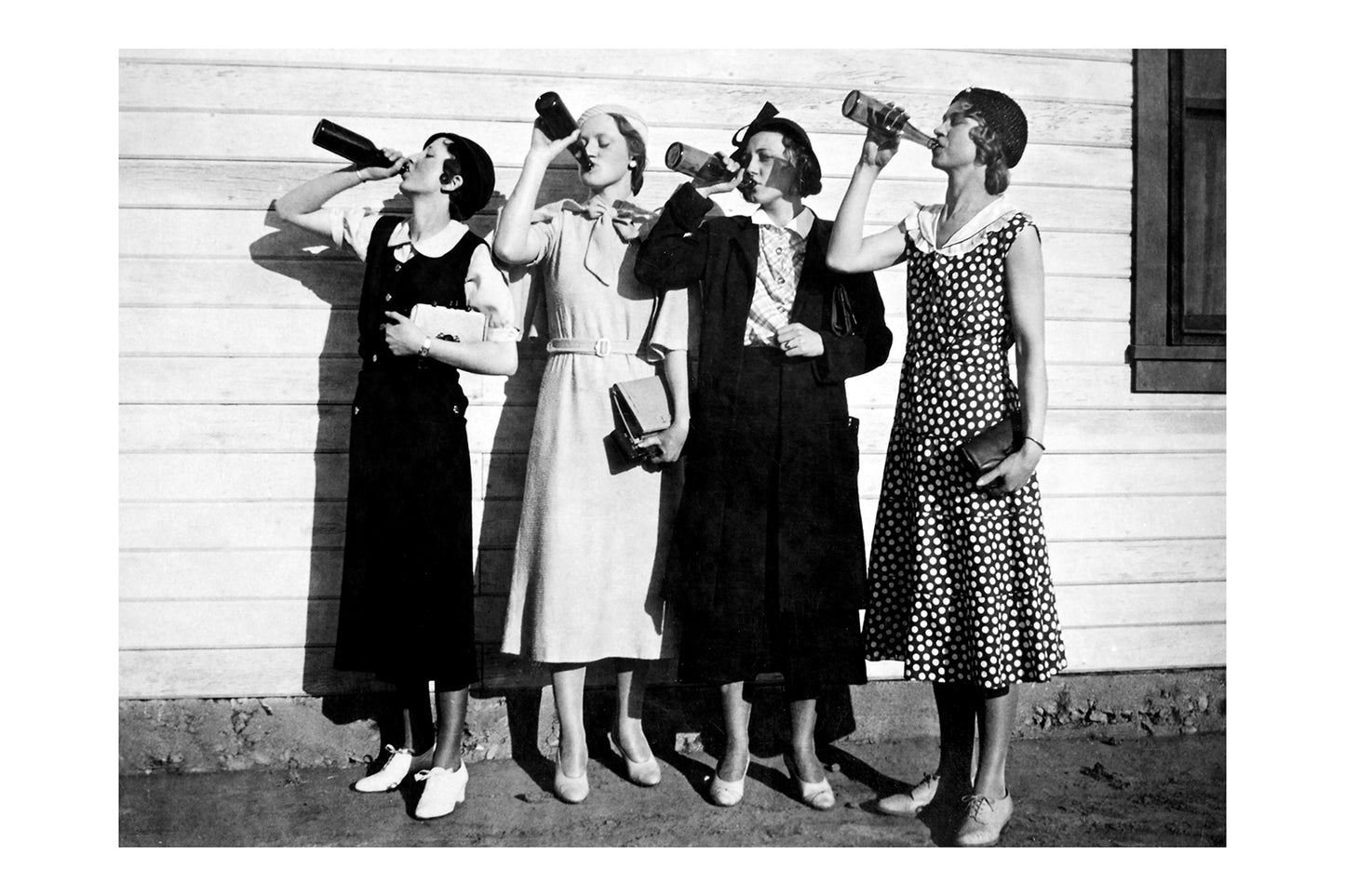 Woman Drinkin Beer - Vintage Black and White Flapper Photo Poster, Prohibition Era Art Post