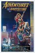 Original 1987 Adventures in Babysitting movie poster showing Elisabeth Shue and the three children scaling a skyscraper facade at night.