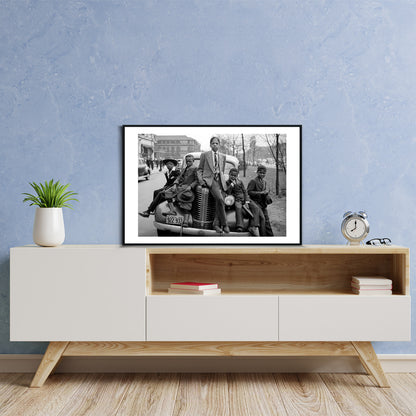 African American Photo, Five Boys on Car, Easter Morning, South Side Chicago, 1941, Black Art, Russell Lee Photographer