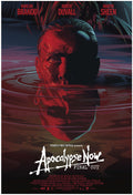 Dramatic Apocalypse Now poster art featuring Martin Sheen's Captain Willard submerged in water under a chilling red light.