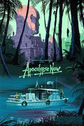 Apocalypse Now movie poster featuring a riverboat in a jungle with giant Buddha stone face in background