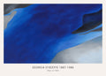 Georgia O'Keeffe's abstract painting "Blue--A" featuring sweeping bands of deep blue, light gray, and dark charcoal forms.