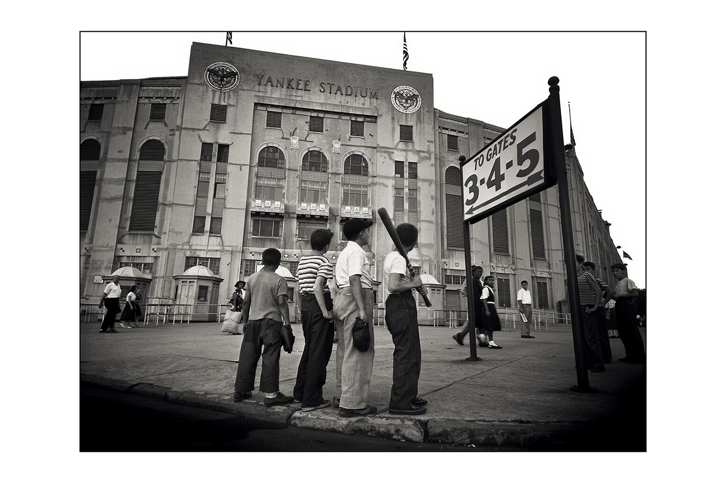 Vintage Yankee Stadium Photo: Kids with Bats Outside The Bronx Gates
