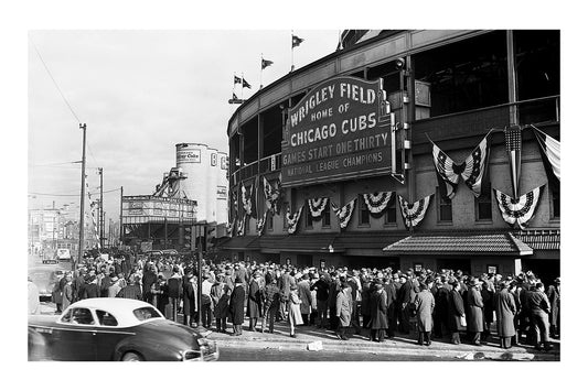 Vintage Wrigley Field Poster | Historic Chicago Bulls Cubs B&W Photo Poster