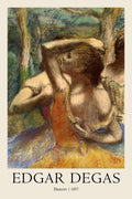 Edgar Degas’ "Dancers" (1897) pastel reproduction, showing a ballet dancer in warm tones and quick, textured Impressionist brushwork.