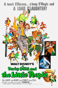 Vintage movie poster for Disney's Darby O'Gill and the Little People, showing the main characters surrounded by colorful leprechauns and the Banshee.