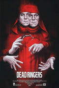 Dead Ringers movie poster showing conjoined twin doctors in red robes with surgical tool and gloved hands