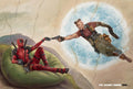 Deadpool 2 movie poster parody of the Creation of Adam, showing Deadpool lounging on a beanbag reaching for Cable.