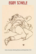 Highly detailed charcoal sketch by Egon Schiele showing a sensual reclining female figure with a raised skirt, set against a warm, sepia background.