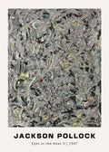 Highly textured reproduction of Jackson Pollock's 1947 painting, "Eyes in the Heat II," featuring thick, swirling silver, black, and colored impasto layers.