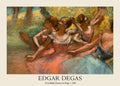 Oil on canvas reproduction of Edgar Degas' Four Ballet Dancers, featuring impressionistic brushstrokes and warm colors from the 1890s.
