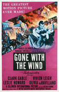 Original 1939 Gone With The Wind film poster showing Rhett Butler (Clark Gable) holding Scarlett O'Hara (Vivien Leigh) amidst the burning of Atlanta.