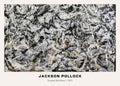 Jackson Pollock 1953 "Greyed Rainbow" abstract drip painting reproduction featuring chaotic black, white, and grey paint splatters.
