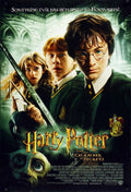 Movie poster for Harry Potter and the Chamber of Secrets featuring Harry, Ron, Hermione, and Dobby, highlighting the Sword of Gryffindor.