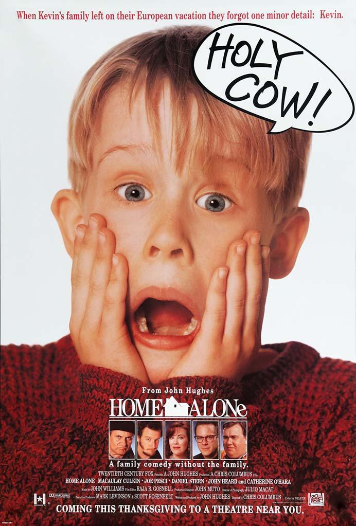 Official Home Alone movie poster showing Macaulay Culkin as Kevin McCallister screaming with hands on his cheeks.