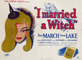 Original British movie poster for I Married a Witch (1942) showing Veronica Lake's highly stylized blonde profile in a witch hat.