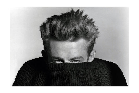 James Dean 1955 - Black and White Iconic Portrait Wall Art Poster