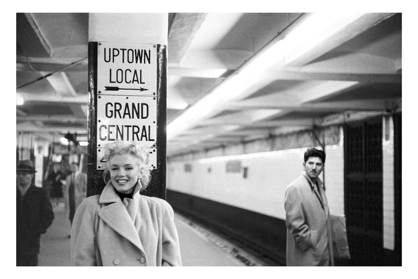 Marilyn Monroe at Grand Central Subway, Vintage Black & White Print Poster