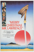 Merry Christmas Mr. Lawrence 1983 movie poster with sword, military hat, red sun, island, and character portraits