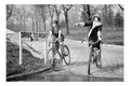 1920s Flappers Riding Bikes Vintage Photo Print, Drive To Right Sign
