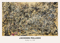 Jackson Pollock's iconic 1948 "Number 1A" drip painting reproduction featuring chaotic black, white, and yellow splatters on a beige ground.