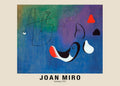 Abstract painting by Joan Miró from 1933 featuring biomorphic black, white, and red shapes against a deep blue and green gradient background.