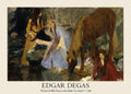 Oil painting by Edgar Degas showing Mlle Fiocre and companions resting by a stream with a horse drinking water, from the ballet La Source.
