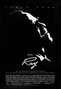 Black and white silhouette photo print of Ray Charles, inspired by the 2004 biopic poster, ideal for music wall art.