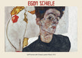 Egon Schiele's 1912 Self-Portrait with Chinese Lantern Plant oil painting, featuring thick impasto texture and an intense, psychological gaze.