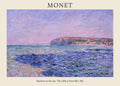 Reproduction of Claude Monet's 1882 Impressionist oil painting depicting the sea and rugged cliffs at Pourville, France.