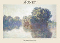Atmospheric Impressionist painting by Claude Monet of dense trees reflecting on the misty water of the Seine River at Giverny, 1897.