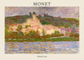 Claude Monet painting of the French village of Vétheuil seen across the Seine River, featuring glowing pink and yellow architecture and vibrant, loose brushwork typical of 1902.