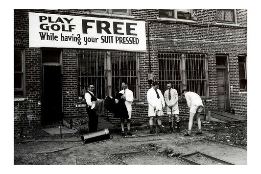 Vintage Black and White Photo of Men Playing Free Golf While Suits Poster