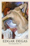 An 1892 pastel drawing by Edgar Degas showing a nude woman with red hair bathing and sponging her back, rich in Impressionist texture.