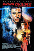 Original theatrical poster for Blade Runner: The Final Cut featuring Harrison Ford and the main cast in a dark, neon-lit, rain-soaked cyberpunk cityscape.