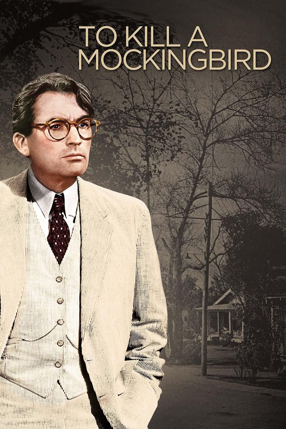 Gregory Peck as Atticus Finch in a classic sepia-toned promotional poster for the film To Kill a Mockingbird.
