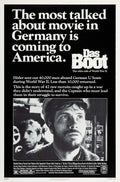 Classic black and white promotional poster for the 1981 war film Das Boot, showing a dramatic close-up of the Captain (Jürgen Prochnow).