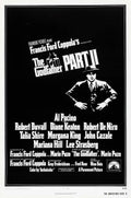 Original black and white promotional poster for The Godfather Part II featuring Al Pacino as Michael Corleone in a suit and fedora.