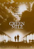 Official original movie poster for The Green Mile starring Tom Hanks, showing two silhouettes walking down the brightly lit 'Green Mile' prison corridor in a dramatic sepia and gold tone.