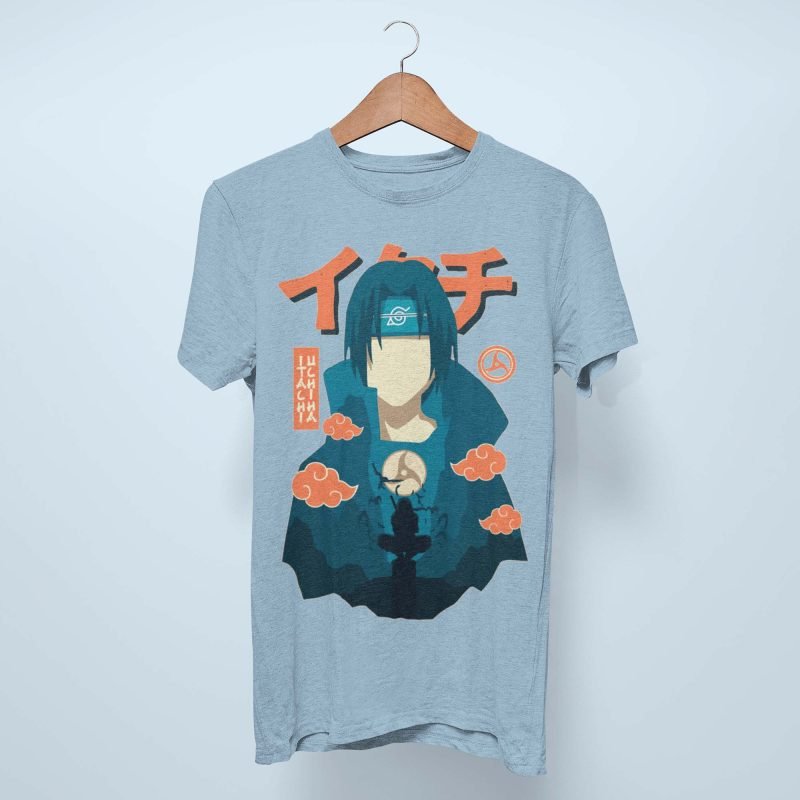 uchiha naruto light blue itachi anime t-shirt