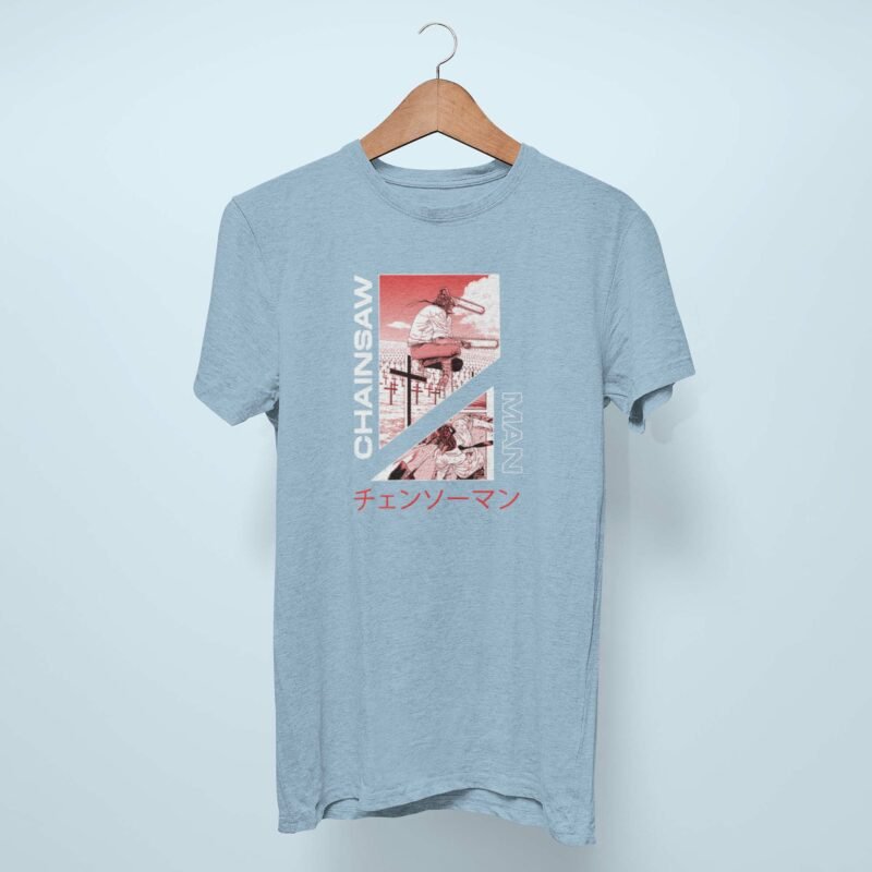 Chainsaw Man Transformation Classic light blue t-shirt