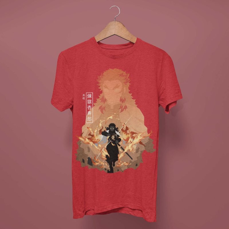 Kyojuro Rengoku red Demon Slayer Anime T-Shirts