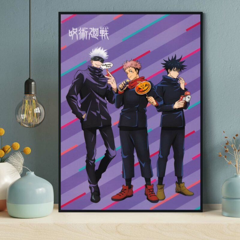 Satoru Gojo, Yuji Itadori, Megumi Fushiguro Jujutsu Kaisen Anime hanging Poster